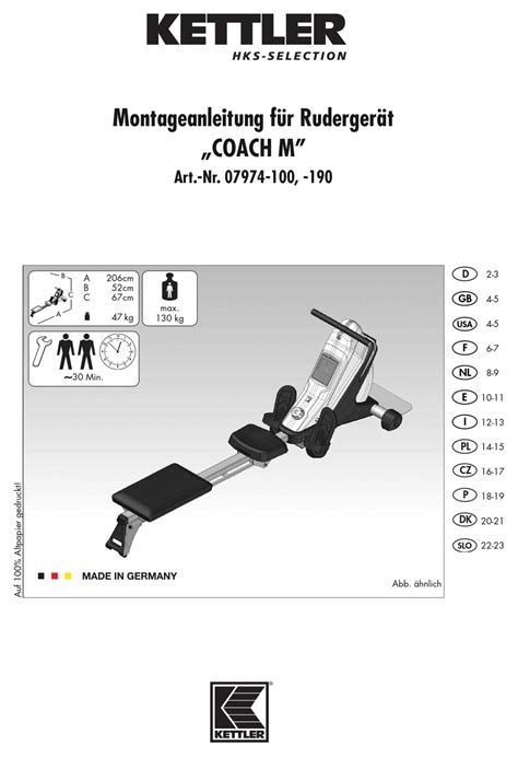 kettler coach rowing machine instructions.